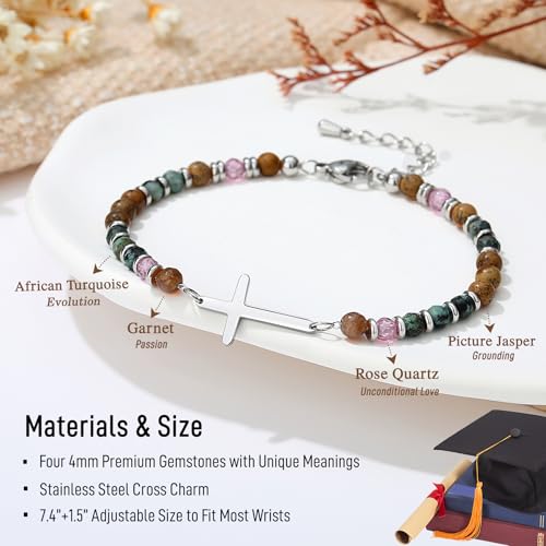 Image of TONY & SANDY Graduation Gift for Her 2026, Graduation Decorations Cross Bracelets for Women Girls Middle High School College Graduates, With Graduation Cap Box Meaningful Cards
