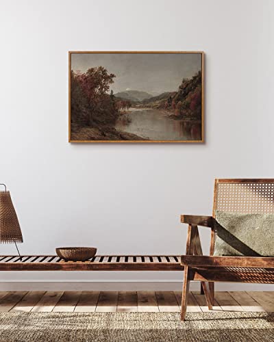 Image of ARPEOTCY Vintage Framed Canvas Wall Art, Fall Landscape Scenery Wall Decor for Living Room, 16x24 inch, Rustic Farmhouse Aesthetic Painting for Bedroom, Large Framed Art Prints, for Office