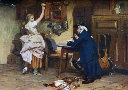 Pintura sobre lienzo decorativa con cuadro clásico Coqueteo de Seymour Lucas 60x90cm