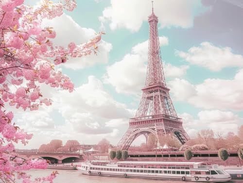 Peinture diamant adulte paysage 90x120 cm grand format, broderie diamant 5D Tour Eiffel DIY