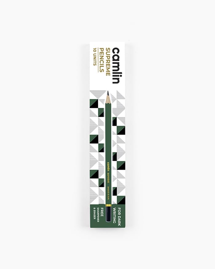 Image of Camel Supreme Pencils - Pack of 10 | Extra Dark Graphite Lead for Smooth Writing & Shading | Ideal for Board Exams, Competitive Tests, School, Office & Art Use