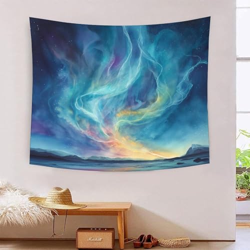 Tapisserie murales 3D aurores boréales cache mur abîmé tissu 230