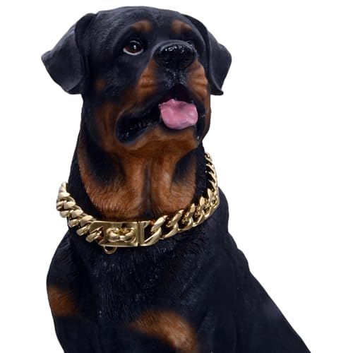 Collier pour chien à chaîne dorée style cubain large de 19 mm avec fermoir