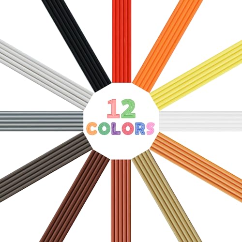 Image of 12 Basic Colors PCL Filament Strands for 3Doodler Start+ 3D Pen, Low Print Temperature Filament Only Fit for 3Doodler Start 3D Pen, Each Color 15cm x 5pc, Total 60pcs 900cm PCL by MIKA3D