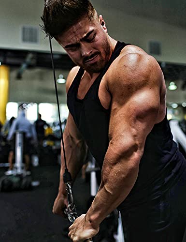 Babioboa Men's 3 Pack Gym Workout Tank Tops Y-Back Muscle Tee Stringer Bodybuilding Sleeveless T-Shirts3