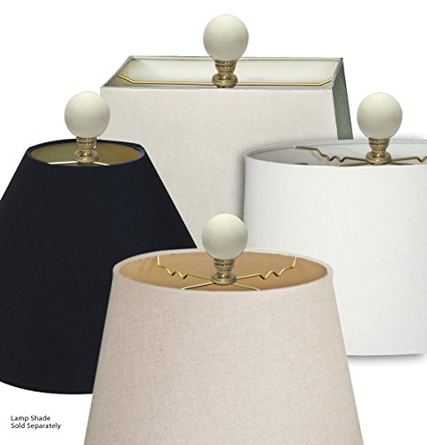 Image of Royal Designs Ceramic Sphere 1.75 inch Lamp Finial for Lamp Shade, Beige, Polished Brass Base - Set of 2