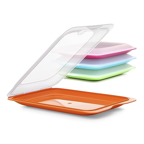 TATAY - Satz von 4 Wurstbehälter FRESH System, Zwei Einheiten in Grün, Orange, Blau und Rosa Farben Enthalten, Maßnahmen 17 x 3.2 x 25.2 cm