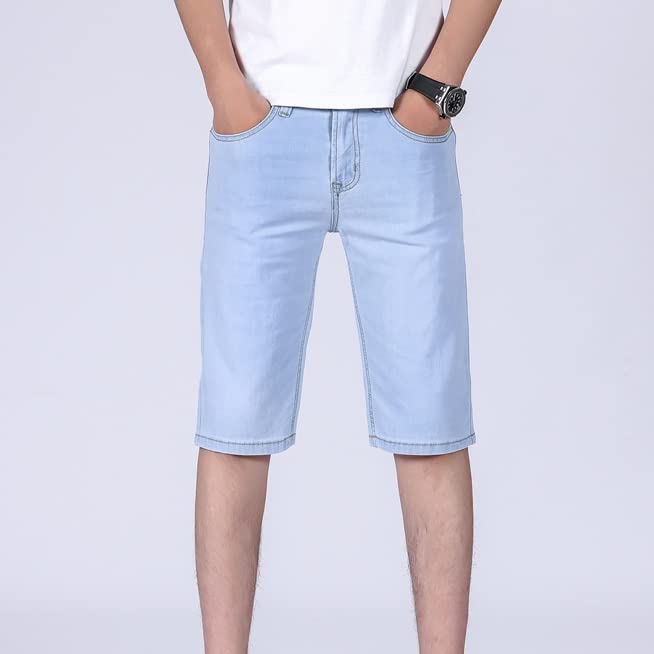 Shorts en jean bleu clair pour hommes en denim stretch RLKHXBS