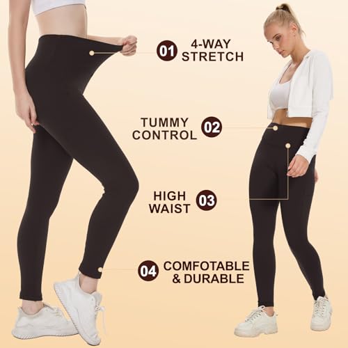 NexiEpoch Leggings forradas de lã femininas com bolsos - calças térmicas de inverno resistentes à ág