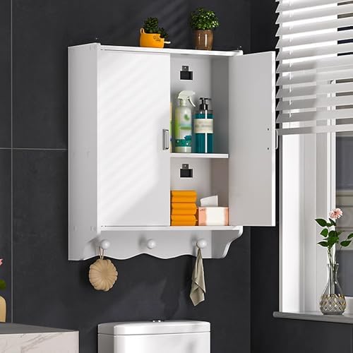 Eco-Friendly PVC Over Toilet Storage Cabinet - Wall-Mounted Bathroom Organizer with Doors, Waterproof Minimalist Design, White - Space-Saving Solution for Small Bathrooms