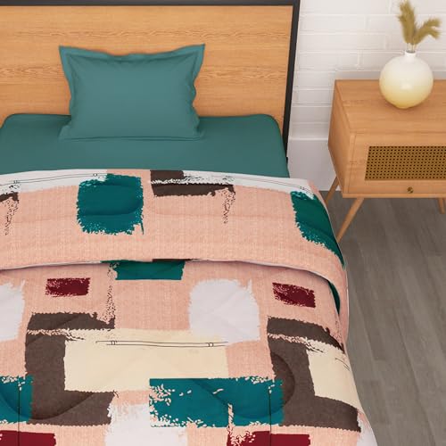 Image of Single Bed Comforter 180 GSM Reversible Microfiber | Comforter Single | AC Comforter Single Bed | Lightweight All Season Comforter | Blanket Single Size - Peach