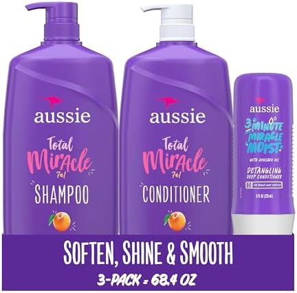 Aussie Total Miracle Shampoo, Conditioner and 3 Minute Miracle Treatment Bundle Pack (1,792 mL Total)