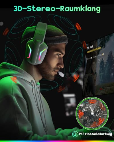 WESEARY Gaming Headset Wireless mit Mikrofon für PS5 PS4 PC Switch Mac – Ansicht 3