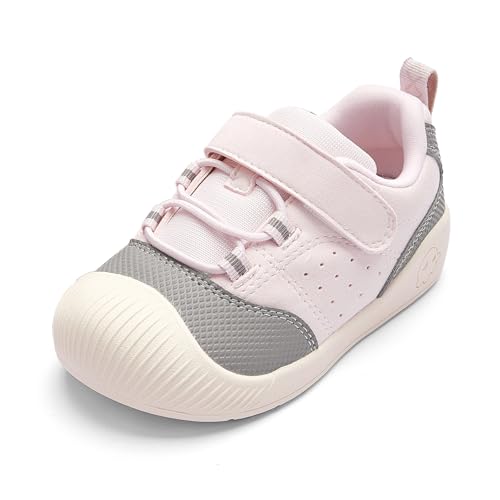Image of Balabala Girls Boys Toddler Sneakers Wide Toe Box Walking Shoes | Unisex Kids Sneakers with hook-and-loop straps, non-slip soles, soft heel cushion, and flexible support for play