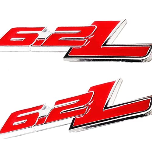 Image of Zinc Alloy Chrome 6.2L Emblem Badge 3D Engine Trunk Door Fender Bumper Auto Sticker Decal for 2 X (Silver)