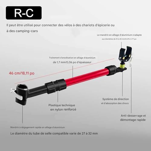 Attelage de remorque pour vélo et scooter cargo robuste camping voyage - 6