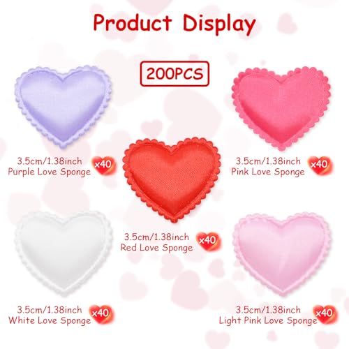 Image of 200 Pieces 1.4 Inch Love Heart Confetti 3D Sponge Petals Table Decorations - Red, Pink, Rose Red, Purple, White Scatter for Valentine's Day, Wedding, Anniversaries, Engagement Party Favors