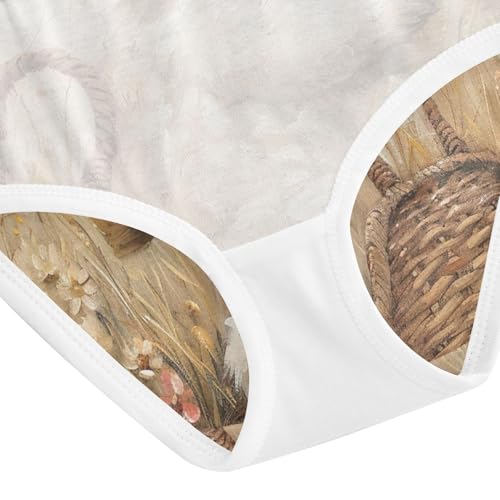 Girls Underwear, Vintage Rabbit Flower Toddler Girl Briefs, Cotton Underwear Girls, 2T–8 Years4