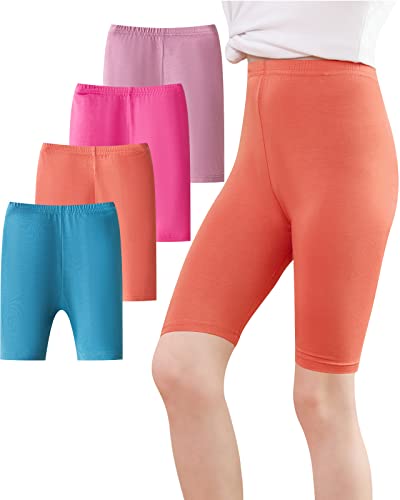 Adorel Mallas Corto Pantalon Shorts Deportiva Niña Pack de 4 Azul Rosa Roja Naranja Morado 6-7 Años (Tamaño del Fabricante: 130)
