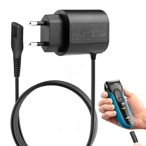 12V 0.4A Ladekabel für Braun Rasierer Serie 9 7 5 4 3 2 1 und Epilierer Silk-Épil 9 7 5, Ersatz Netzteil Ladegerät für Braun Trimmer Charger Adapter kompatibel mit 190 390CC 3040S 790CC, 1 Meter