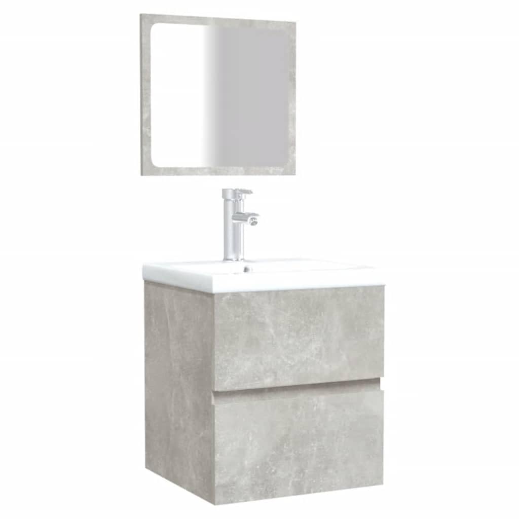 Armario de baño con espejo, color gris hormigón, de madera, para montar en la pared, con cajón para mucho espacio de almacenamiento, armario de almacenamiento para debajo del lavabo para
