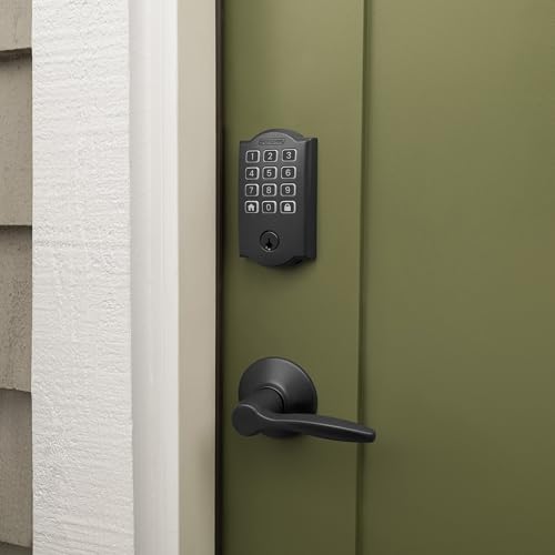 Image of Schlage Arrive Smart Wi‑Fi Deadbolt Lock with Keypad, Keyless Entry Front Door Lock, App Control, Alexa and Google Home Compatible, Matte Black, BE459WB CAM 622