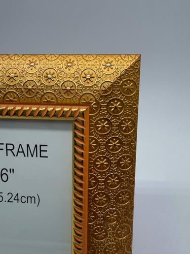 Image of Vintage Gulley Photo Frame 4x6 Inch with Stand |Horizontal Gold Design Table Top Picture Frame | Retro Decorative Frame for Home, Office Desk & Gift