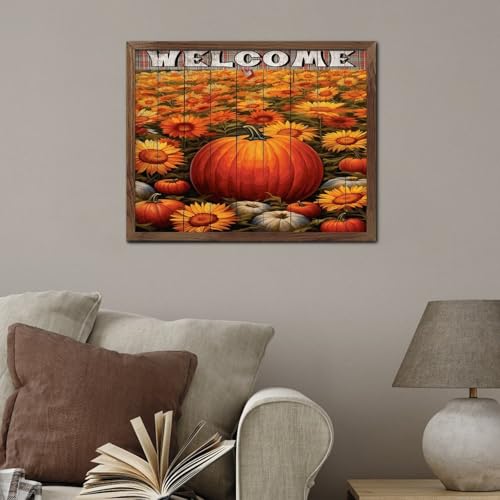 Cadre en bois de décoration moderne avec citrouille d'automne - 4