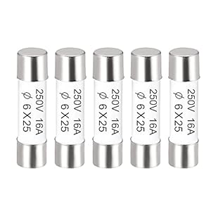 sourcing map Ceramic Cartridge Fuses 16A 250V 6x25mm Ceramic Fuses Fast Blow Replacement for Amplifier Energy Saving…