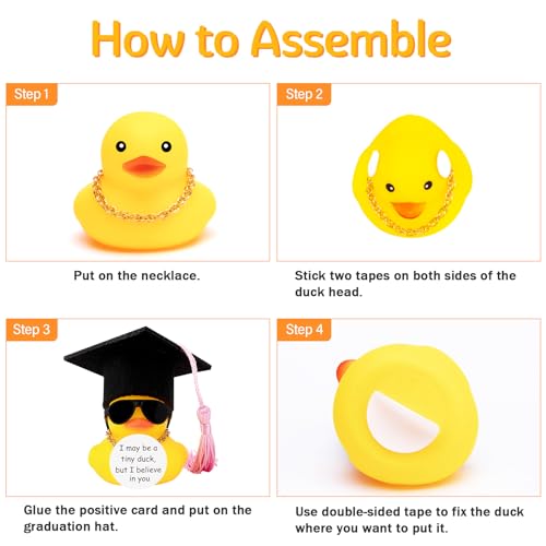 Image of wonuu Graduation Rubber Duck Car Ornament, Cool Car Dashboard Decorations, Funny Car Accessories for Graduation Gift, Purple