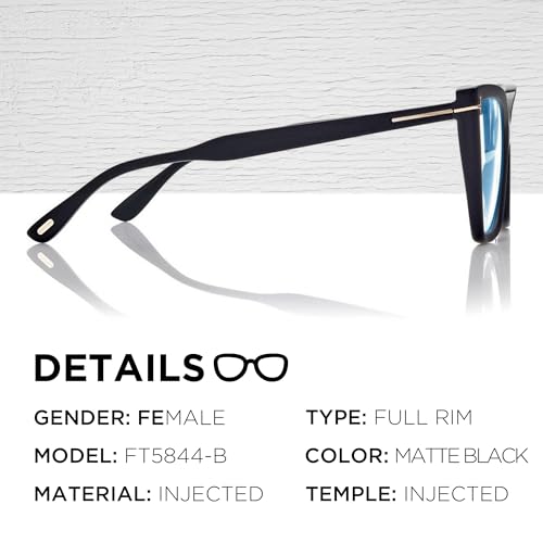 Image of Tom Ford FT5844-B Cat Shape Eyeglass Frame With Luxury Eyewear Kit