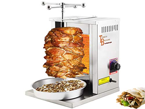 TurcoBazaar 1 Burner -Manuel Spinning- LPG - Propane - Home USE Kebab Machine Doner Machine Doner Kebab Grill Machine ROTISSERIE GYRO Griller Manual ASPINNING (1 Burner Manuel Spinning LPG Propane)