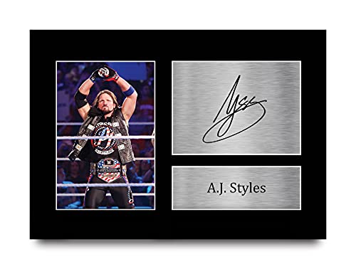 HWC Trading A4 A.J. Styles Cadeaux Imprimés Photo Autographe Signée pour les Fans de lutte - A4