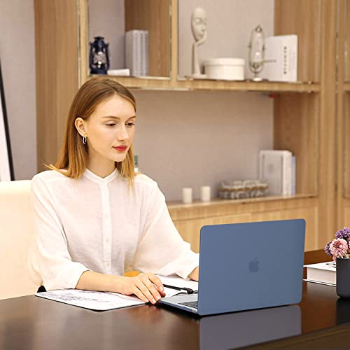 Image of MOSISO Compatible with MacBook Air 13 inch Case 2022 2021 2020 2019 2018 Release A2337 M1 A2179 A1932 Touch ID, Plastic Hard Shell Cover Compatible with MacBook Air 13.3 inch Case, Steel Blue