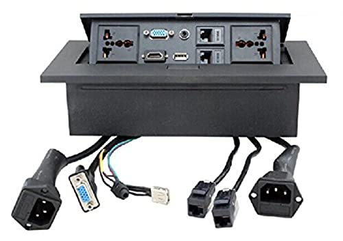 Hydraulic Pop Up Box/Cable Cubby with HDMI, Audio, LAN and Power Ports