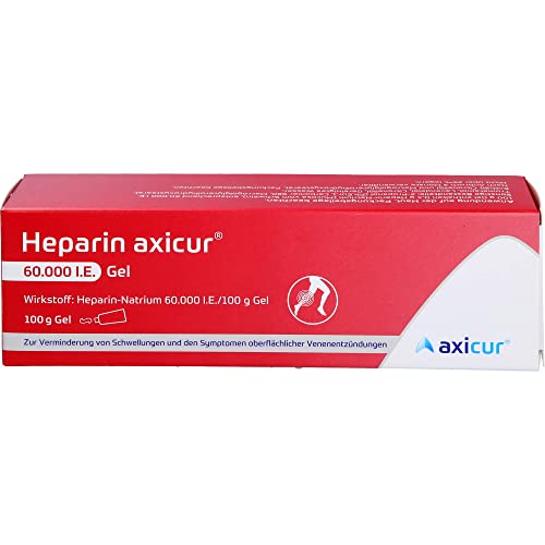 Heparin axicur 60.000 I.E. Gel Hilfe bei oberflächlichen Venenentzündungen bspw. einhergehend mit Krampfadern zieht schnell ein. Lindert auch akute Schwellungen stumpfer Verletzungen 100 g