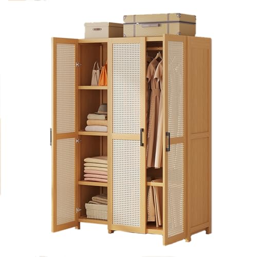 Dcbdx 2/3/4/5 Rattan Türiger Kleiderschrank Holz Garderobe...