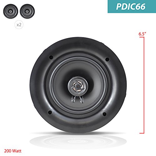 Pyle 6.5” 2-Way Midbass Speakers - Pair Of In-Wall/In-Ceiling Woofer Speaker System 1/2'' High Compliance Polymer Tweeter Flush Mount Design W/ 60Hz - 20Khz Frequency Response 200 Watts Peak - Pdic66 #TOP3