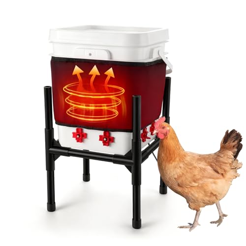 TECKZOON Abreuvoir Automatique 12 L avec Couverture Thermique, 8 Coupelles & Remplissage Automatique, 3 Modes d’Installation, Abreuvoir Chauffant Anti-Gel pour Volaille en Hiver & Poulailler
