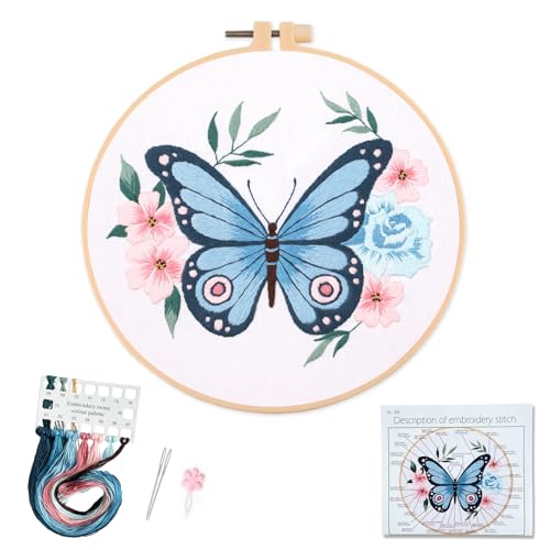 Kit de broderie papillon bleu pour personnaliser votre décoration intérieure avec élégance