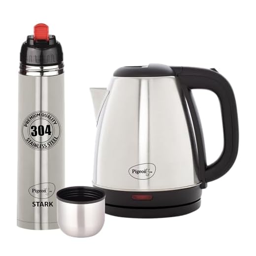 Pigeon 1.5 L Kettle With 1000 ml Stark Flask (Pack of 2, Silver, Steel)