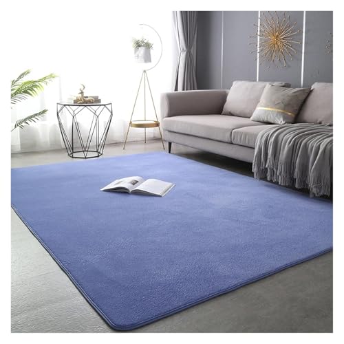Tapis doux pour chambre à coucher et salon en molleton épais bleu nuit