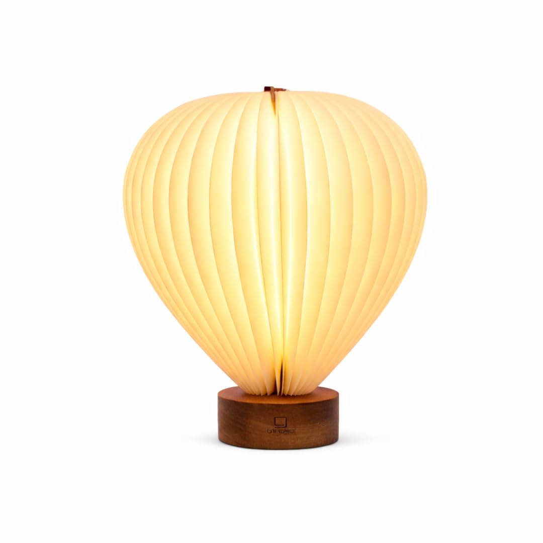 Gingko Aeris Light – Walnut | Portable Rechargeable Dimmable Ambient Table Lamp, Sculptural Folding Design with Eco-Paper Shade, Warm LED Mood Lighting