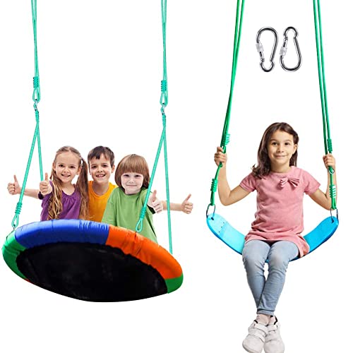 BLUE ISLAND 40 Tree Swing & Belt Swing Seat for Kids with Adjustable Ropes and Carabiners