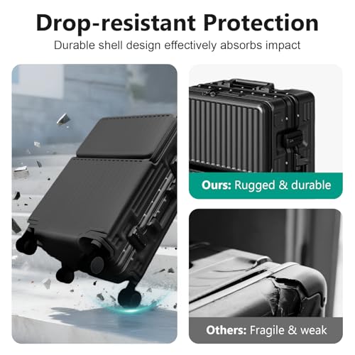 Hard Shell Luggage 24 Inch Travel Luggage, Carry-On Luggage Spinner TSA with Lid, ABS Aluminum Frame，Lightweight Travel Luggage 20'' 24'' 26''Carry-On (upgraded black, 24 inch)3