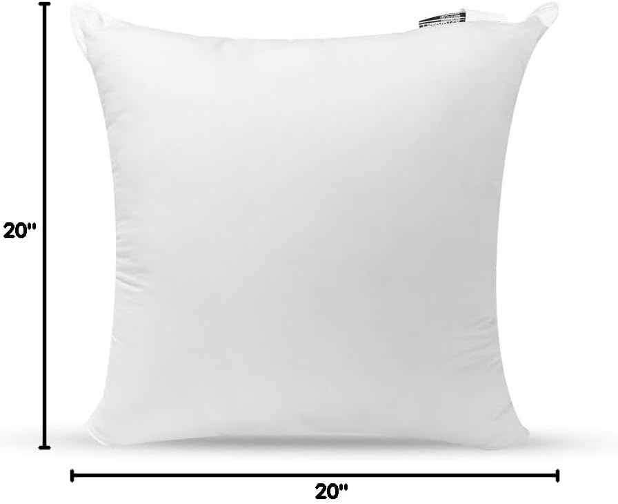 Pillowtex White Throw Pillow Insert, 20x20 Overstuffed Polyester Sham Stuffer, Pillow Forms for Couches or Bedrooms