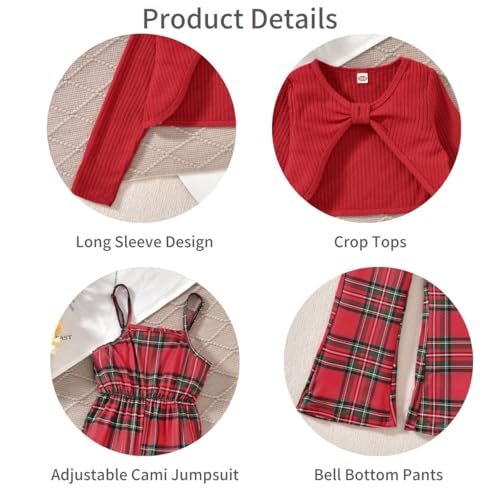 Image of HIHA Girls Sleeveless Jumpsuits Outfit Long Sleeve Twist Front Tops Romper Clothes Set Size 4-12