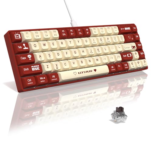 Image of AJAZZ AK680 65% Wired Hotswap Mechanical Gaming Keyboard, 68 Keys Portable Anti-Ghosting, Rainbow Lighting Programmable, EVA Sandwich, Ergonomic, Brown Switch for MAC /Win Red