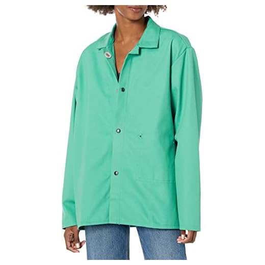 Magid SparkGuard Flame Resistant 12 oz. Cotton Jacket, Green, 30", Snap Front and Wrist Enclosures