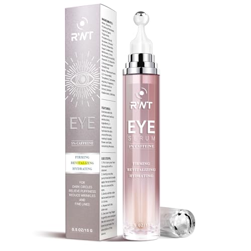 5% Caffeine Eye Cream & Under Eye Serum for Dark Circles and Puffiness Eye Care Eye Roller Serum with 360° Massage Ball Eye Treatment Serum Under Eye Roller Cream for Women Reduce Wrinkles Fine Lines
